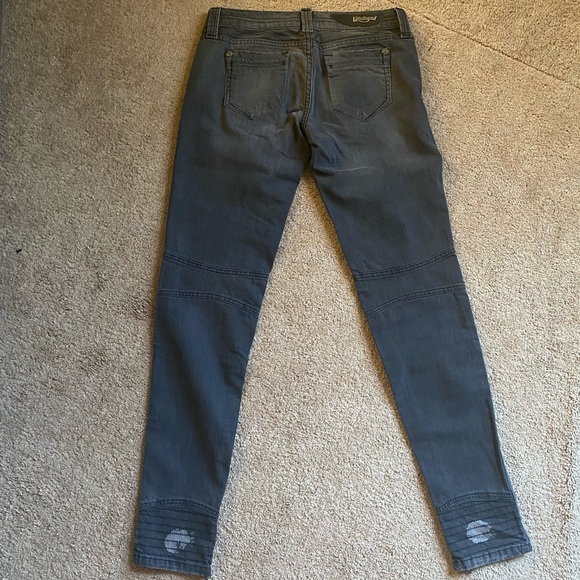 NEW Gray Distressed Vintage Moto Jeans - Picture 7 of 13